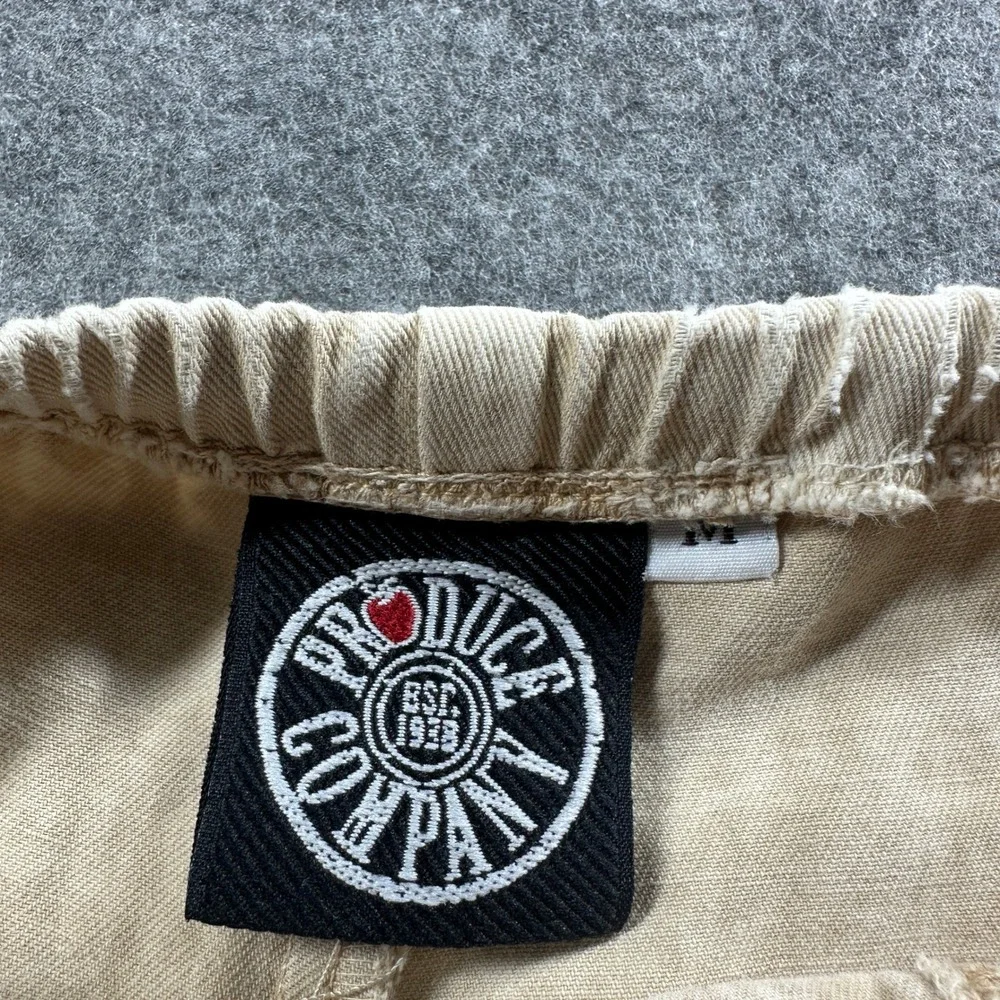 Produce Company Pants Mens Medium Beige Cotton Twill Drawstring Relaxed Utility